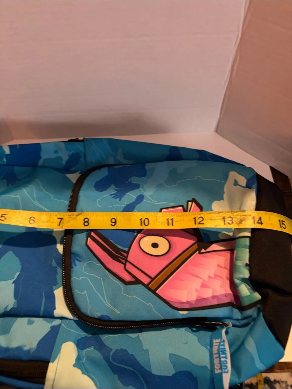 Fortnite Blue Camo Backpack with Pink horse Graphic